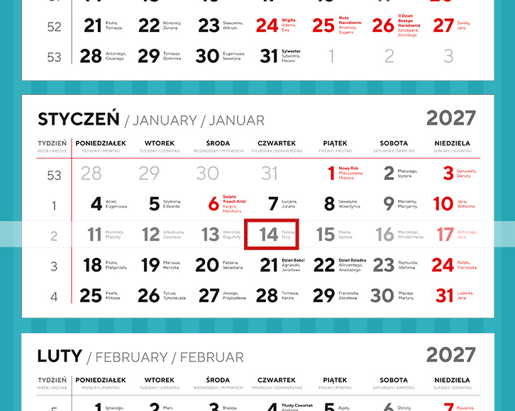 Czytelne kalendaria 2027